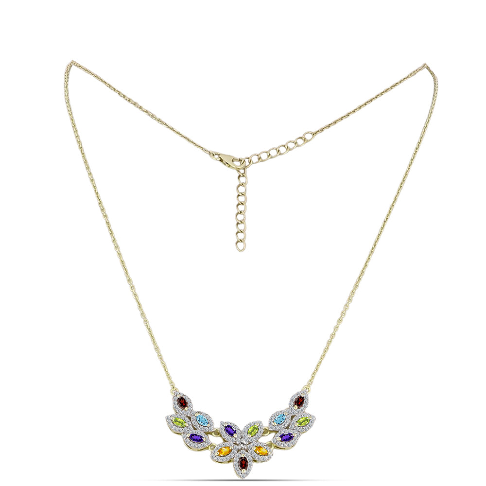 Goldplattierte Silberhalskette mit Barton Granat und marokkanischem Amethyst 1 