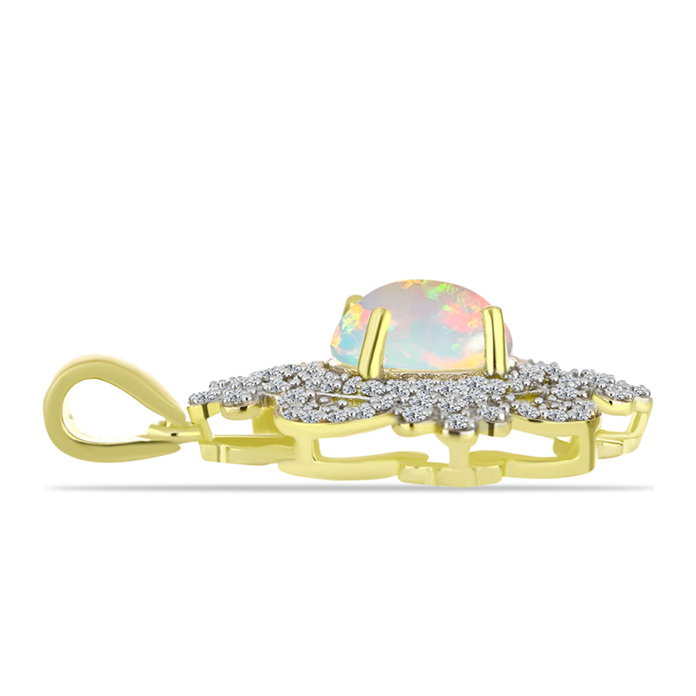 Goldplattierter Silberanhänger mit Welo-Opal und weißem Topas 2 