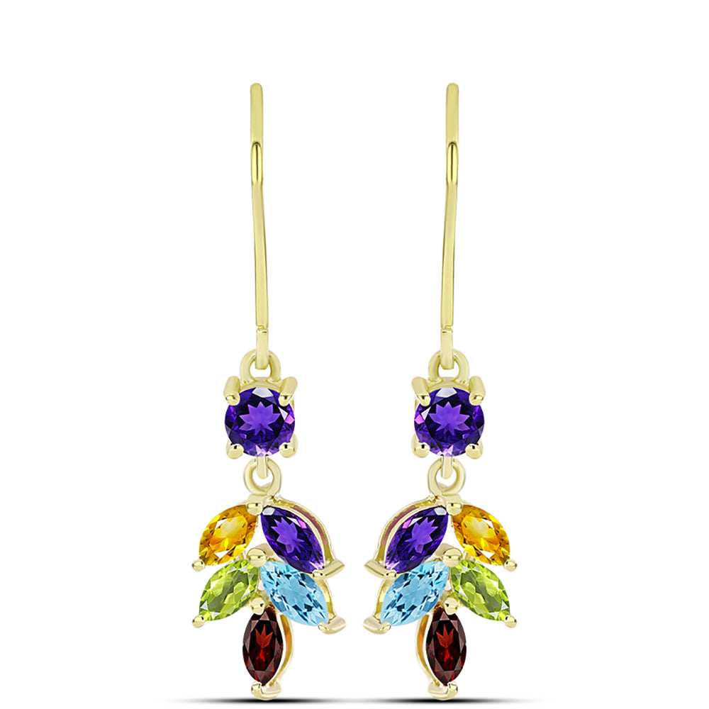 Goldplattierte Silberohrringe mit Barton Granat und marokkanischem Amethyst 1 