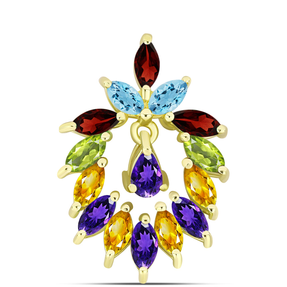 Goldplattierter Silberanhänger mit Barton Granat und marokkanischem Amethyst 1 