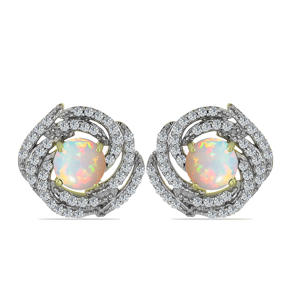 Goldplattierte Silberohrringe mit Welo-Opal und weißem Topas