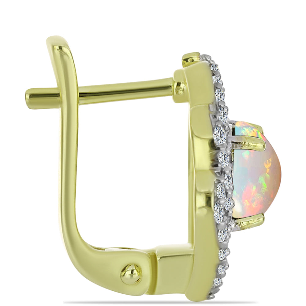 Goldplattierte Silberohrringe mit Welo-Opal und weißem Topas