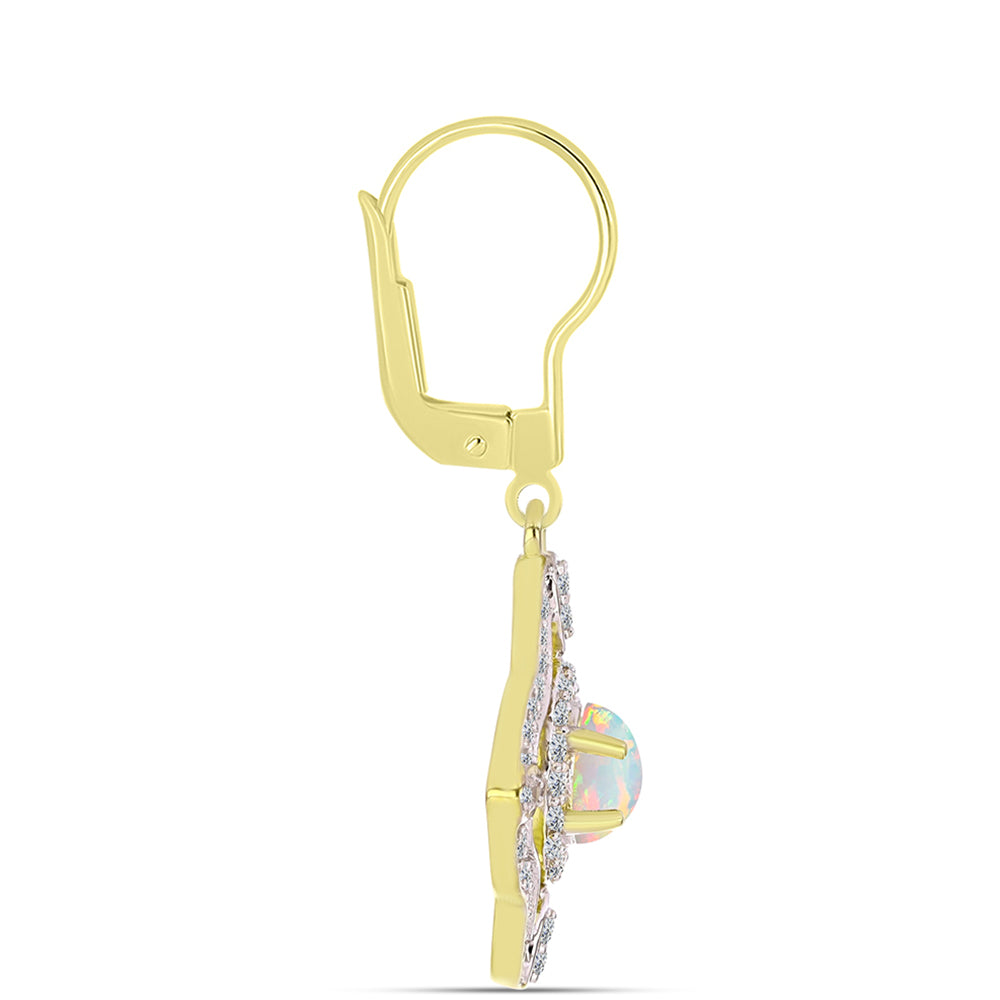 Goldplattierte Silberohrringe mit Welo-Opal und weißem Topas 2 