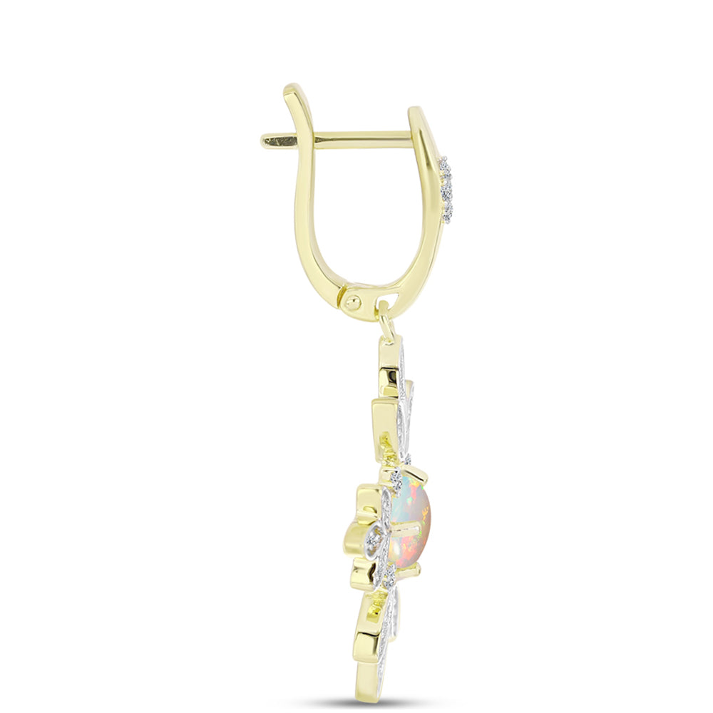 Goldplattierte Silberohrringe mit Welo-Opal und weißem Topas 2 