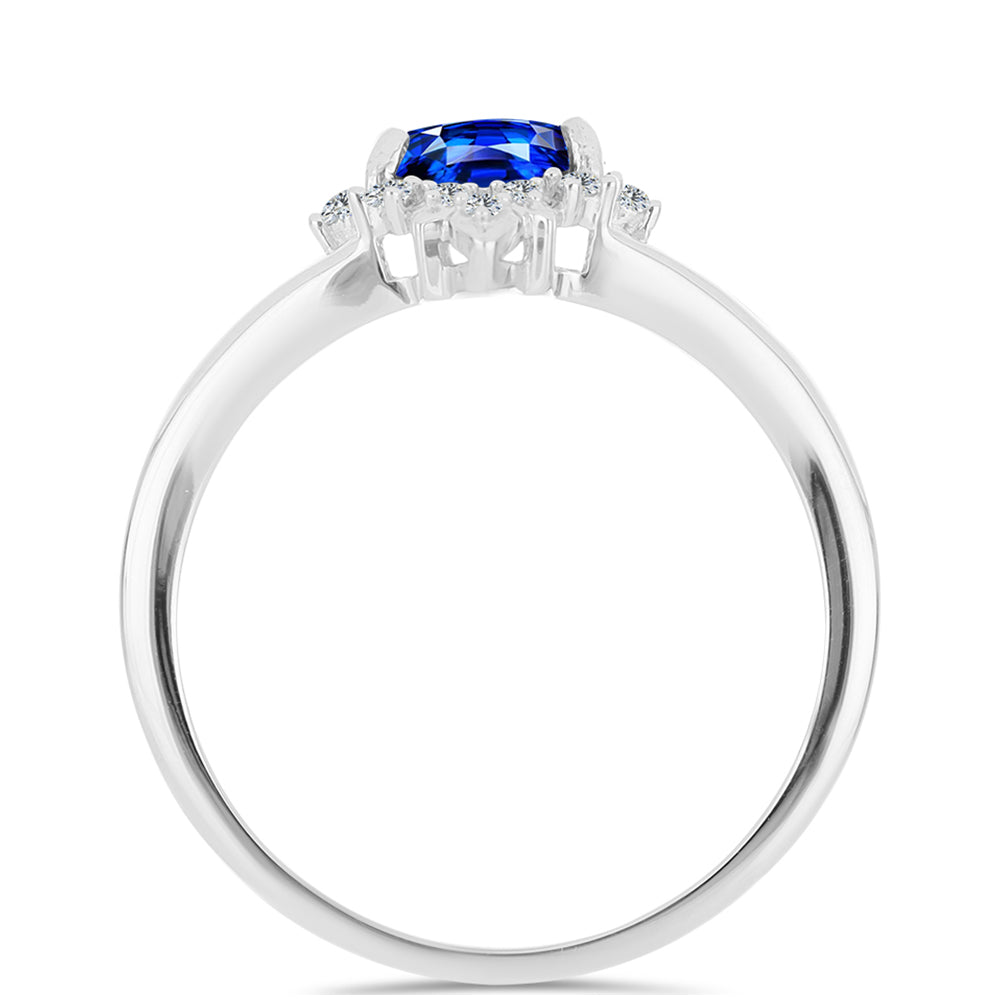 Silberring mit australischem blauem Saphir und weißem Topas