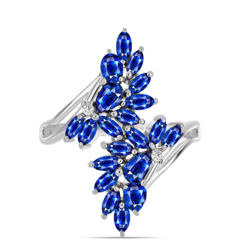 Silberring mit australischem blauem Saphir und weißem Topas 1 