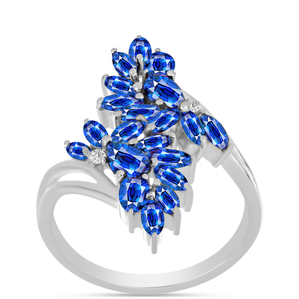 Silberring mit australischem blauem Saphir und weißem Topas 3 