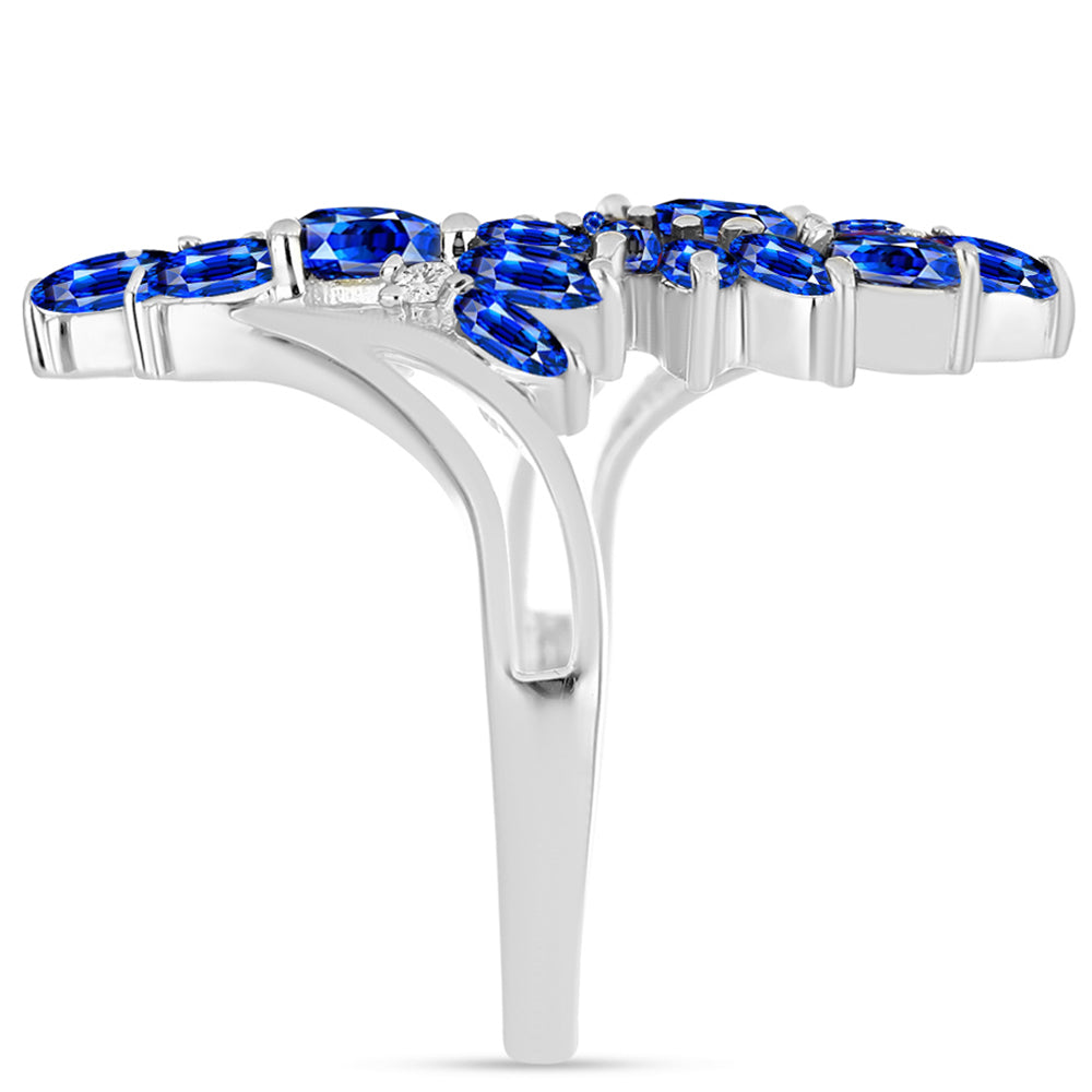 Silberring mit australischem blauem Saphir und weißem Topas