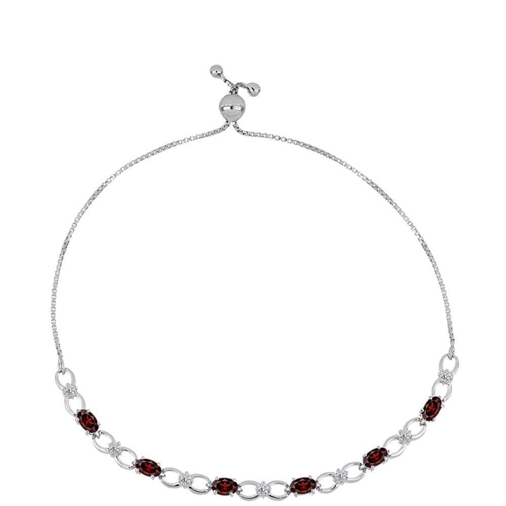 Silberarmband mit Barton Granat und weißem Topas