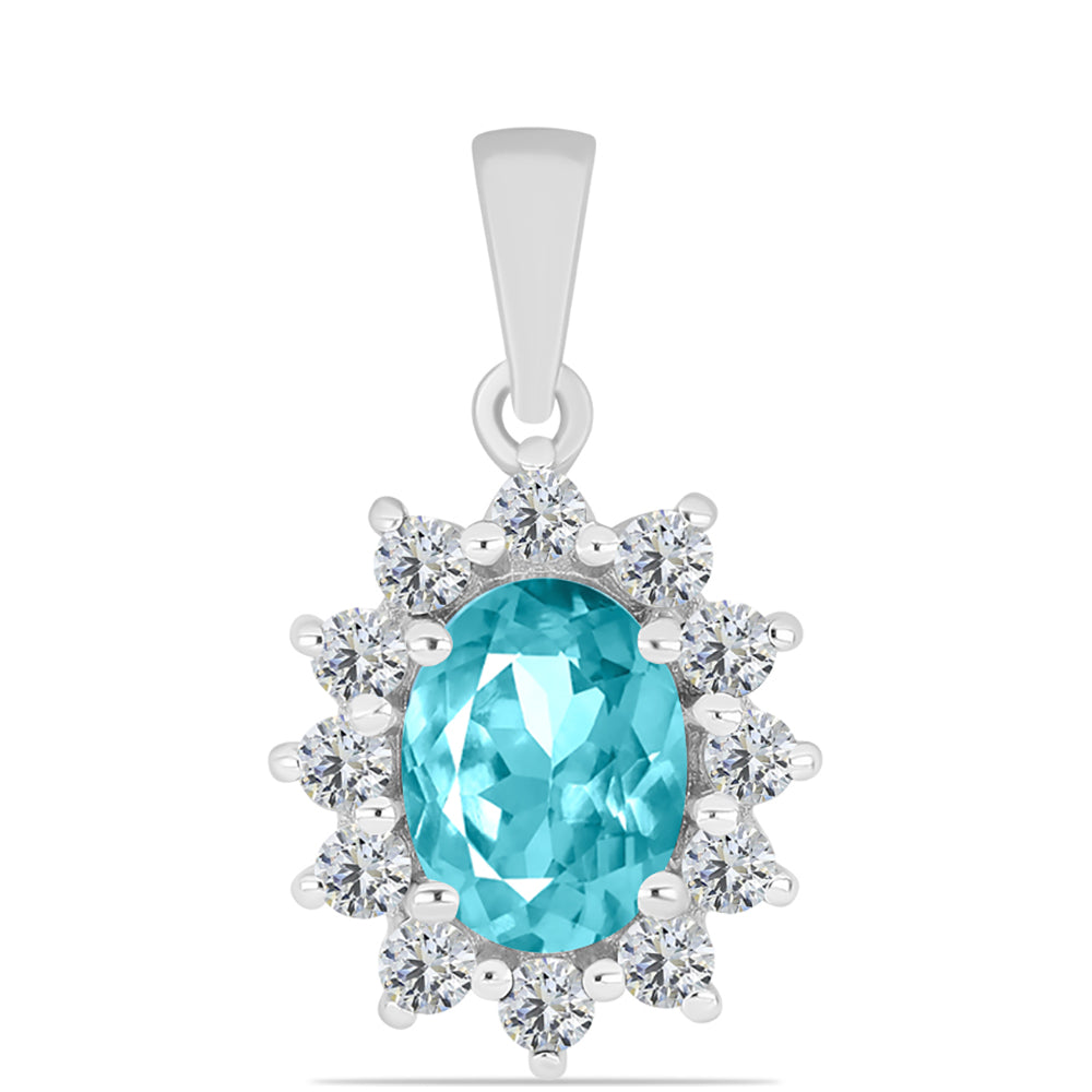 Silberanhänger mit Paraiba Quarz und weißem Topas 1 
