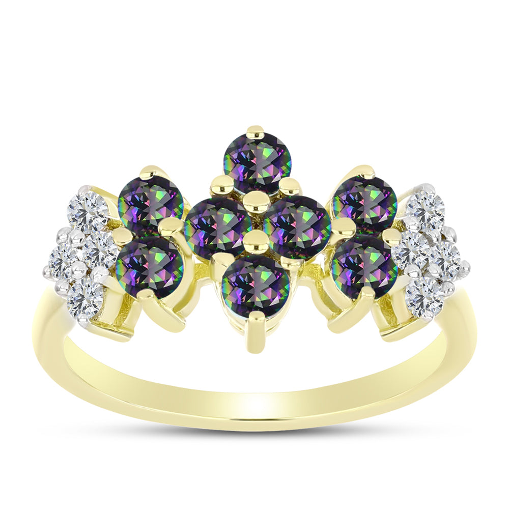 Goldplattierter Silberring mit mystischem Topas und weißem Topas 3 