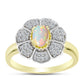 Goldplattierter Silberring mit Welo-Opal und weißem Topas