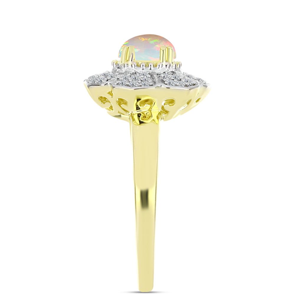 Goldplattierter Silberring mit Welo-Opal und weißem Topas 4 