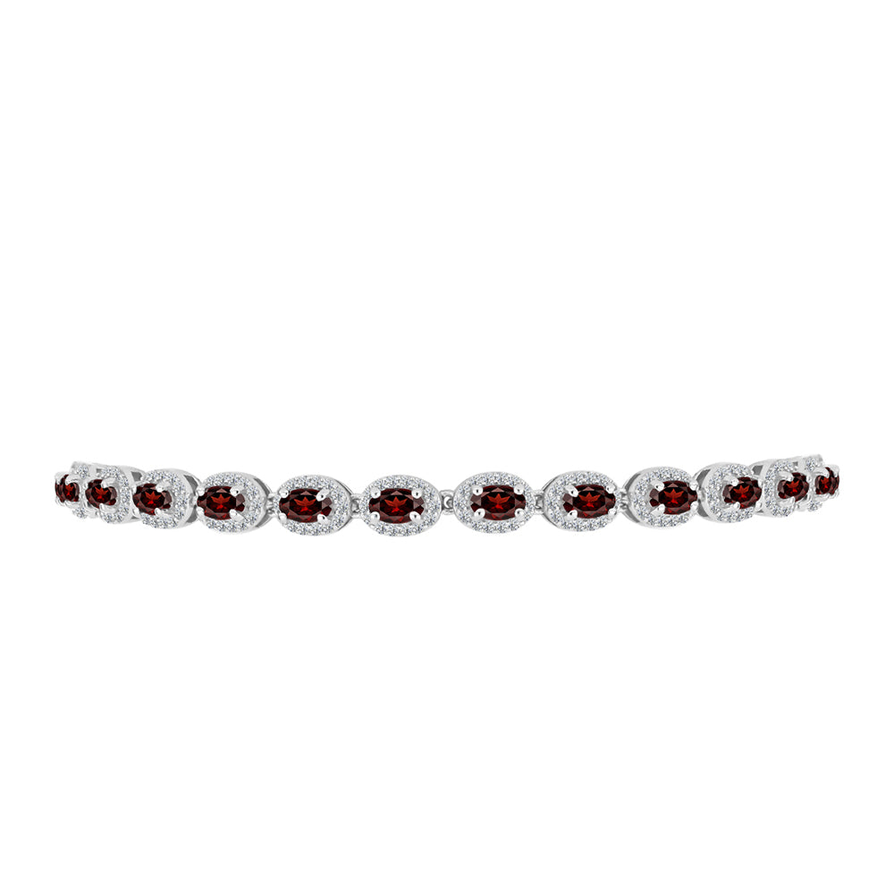 Silberarmband mit Barton Granat und weißem Topas