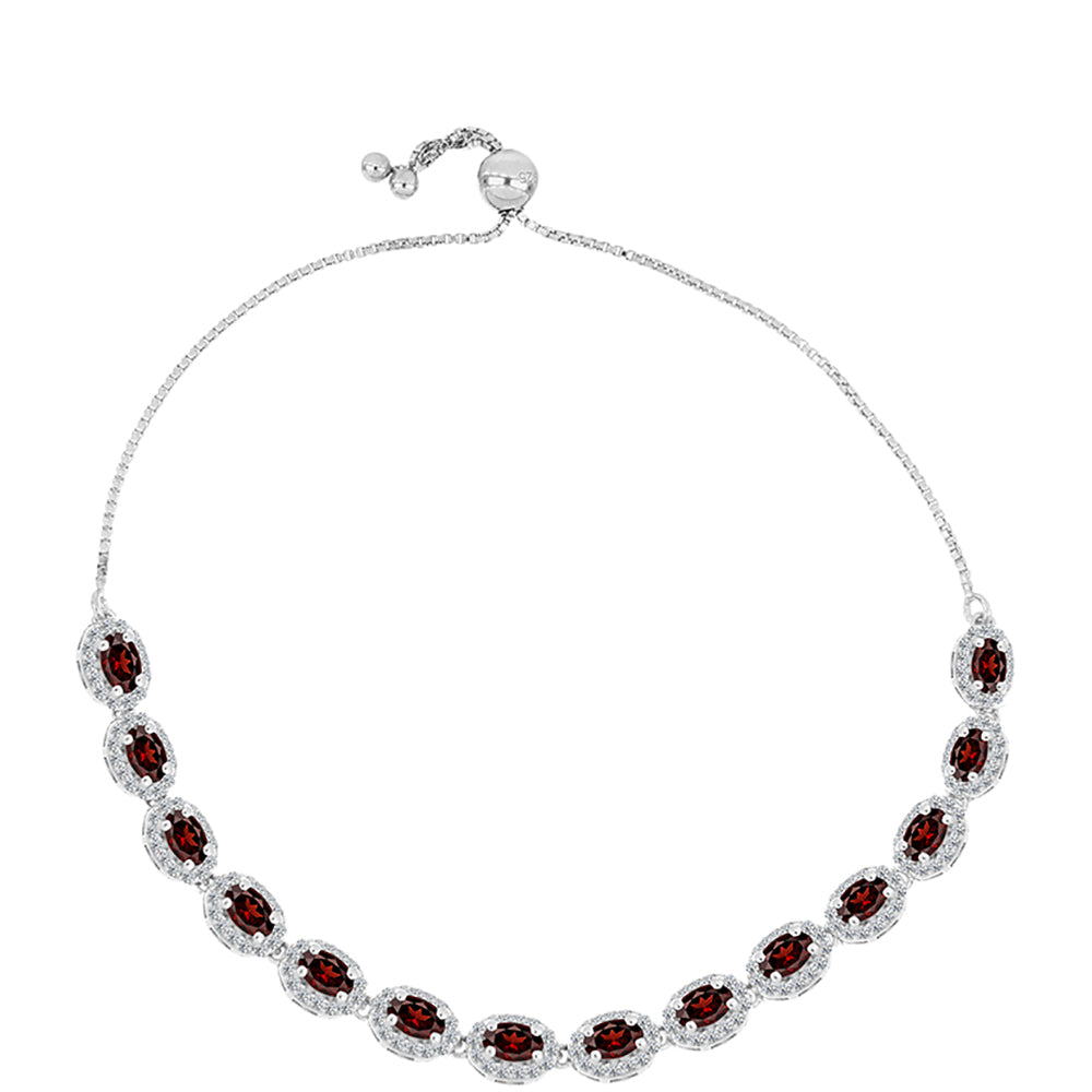 Silberarmband mit Barton Granat und weißem Topas
