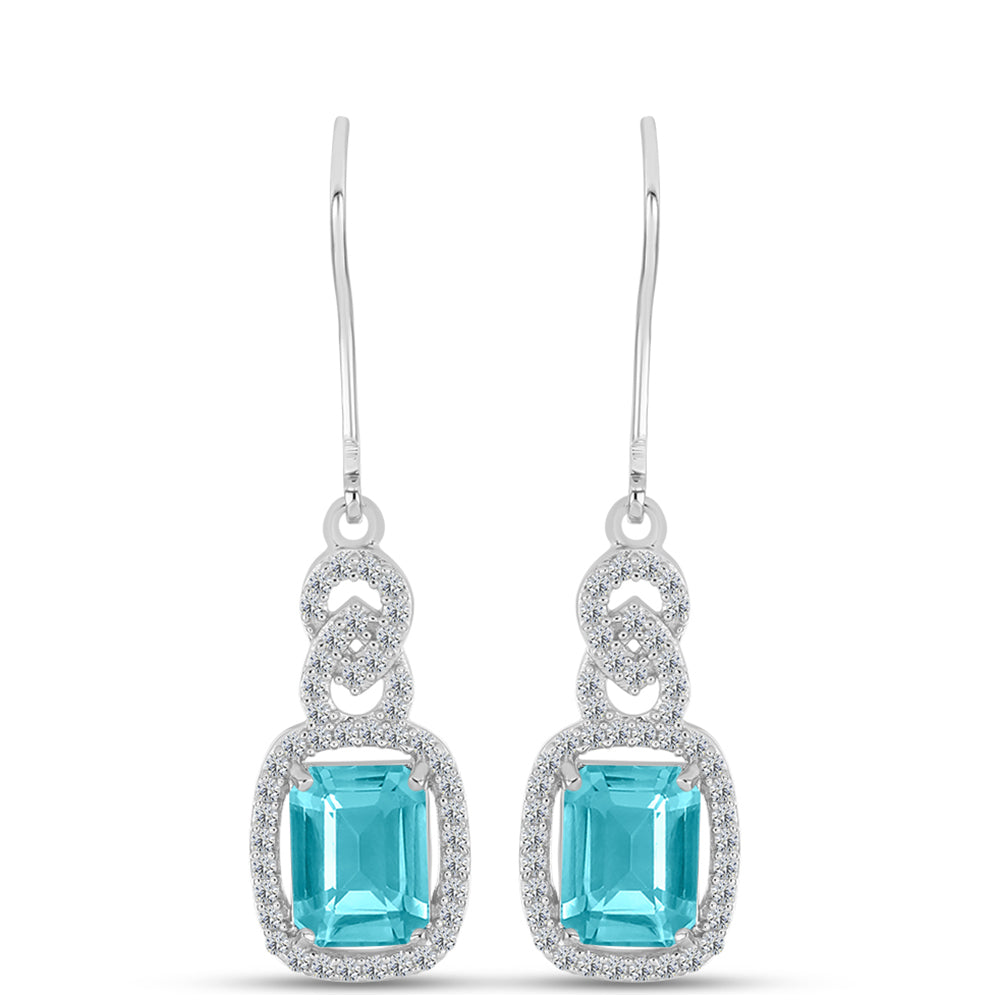 Silberohrringe mit Paraiba Quarz und weißem Topas