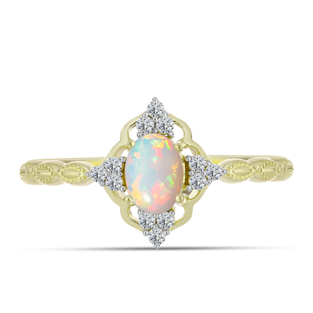 Goldplattierter Silberring mit Welo-Opal und weißem Topas