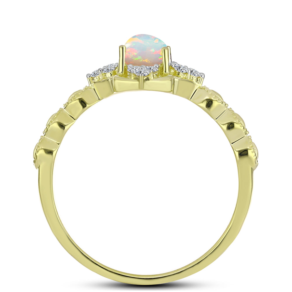 Goldplattierter Silberring mit Welo-Opal und weißem Topas 2 