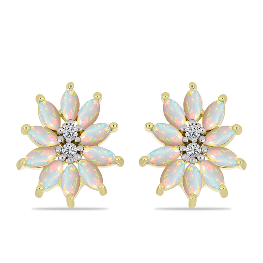 Goldplattierte Silberohrringe mit Welo-Opal und weißem Topas 1 
