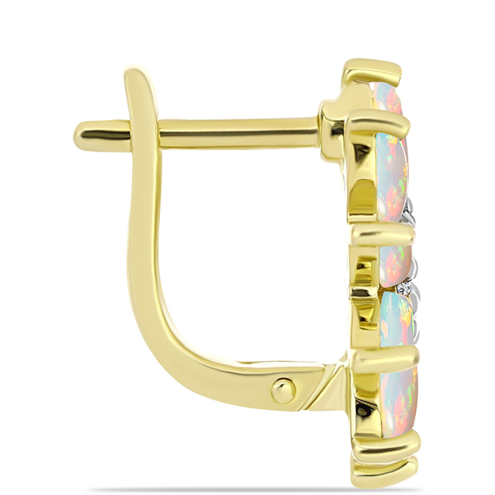 Goldplattierte Silberohrringe mit Welo-Opal und weißem Topas 2 