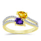 Goldplattierter Silberring mit marokkanischem Amethyst und Zitrin aus dem Ural