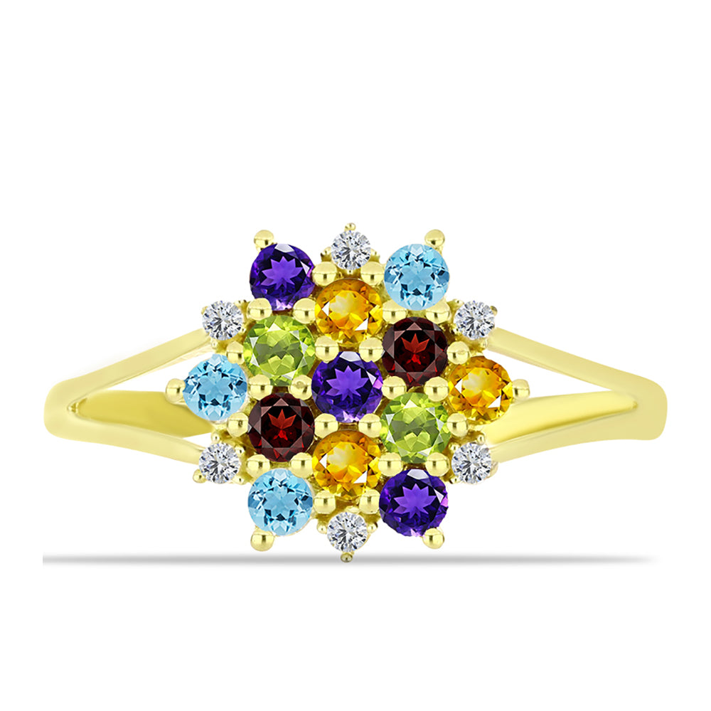 Goldplattierter Silberring mit Barton Granat und marokkanischem Amethyst 1 