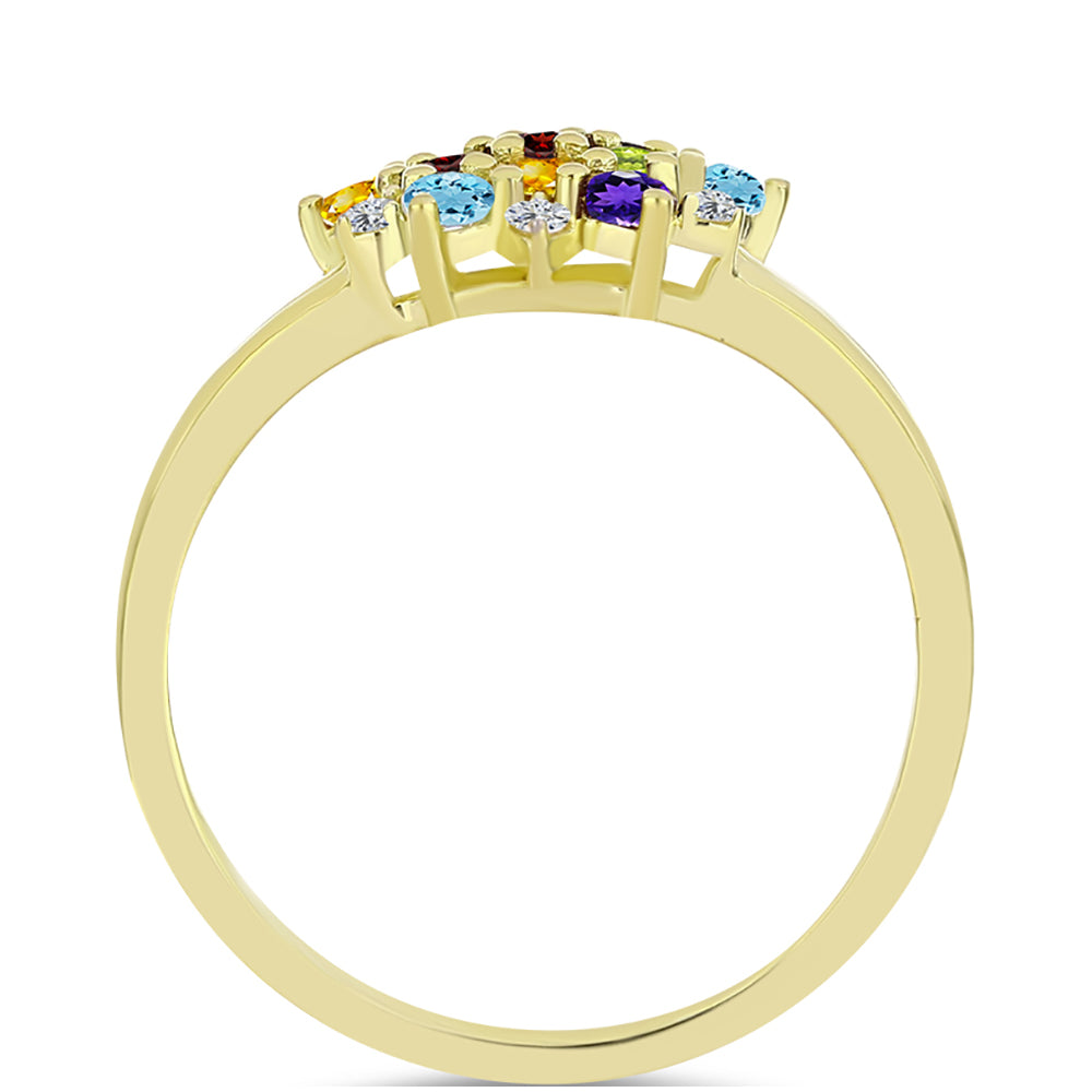 Goldplattierter Silberring mit Barton Granat und marokkanischem Amethyst 2 
