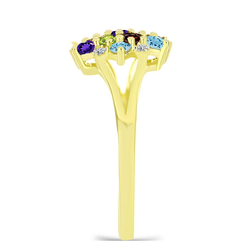 Goldplattierter Silberring mit Barton Granat und marokkanischem Amethyst 4 