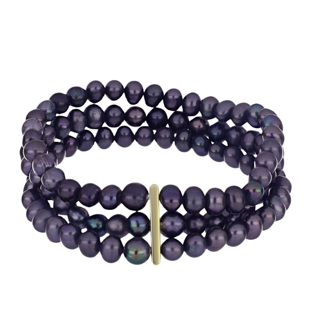 Goldplattiertes Silberarmband mit schwarzer Süßwasserzuchtperle