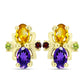 Goldplattierte Silberohrringe mit Barton Granat und marokkanischem Amethyst