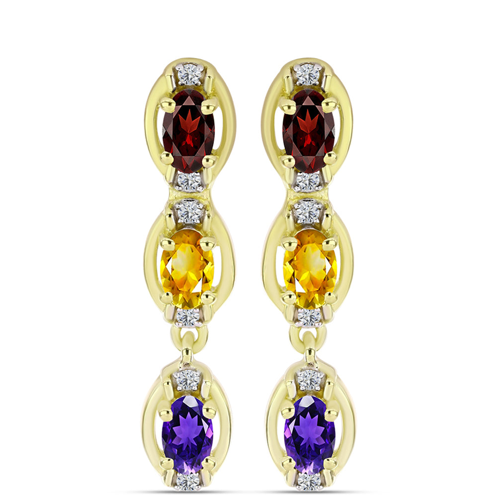 Goldplattierte Silberohrringe mit Barton Granat und marokkanischem Amethyst 1 