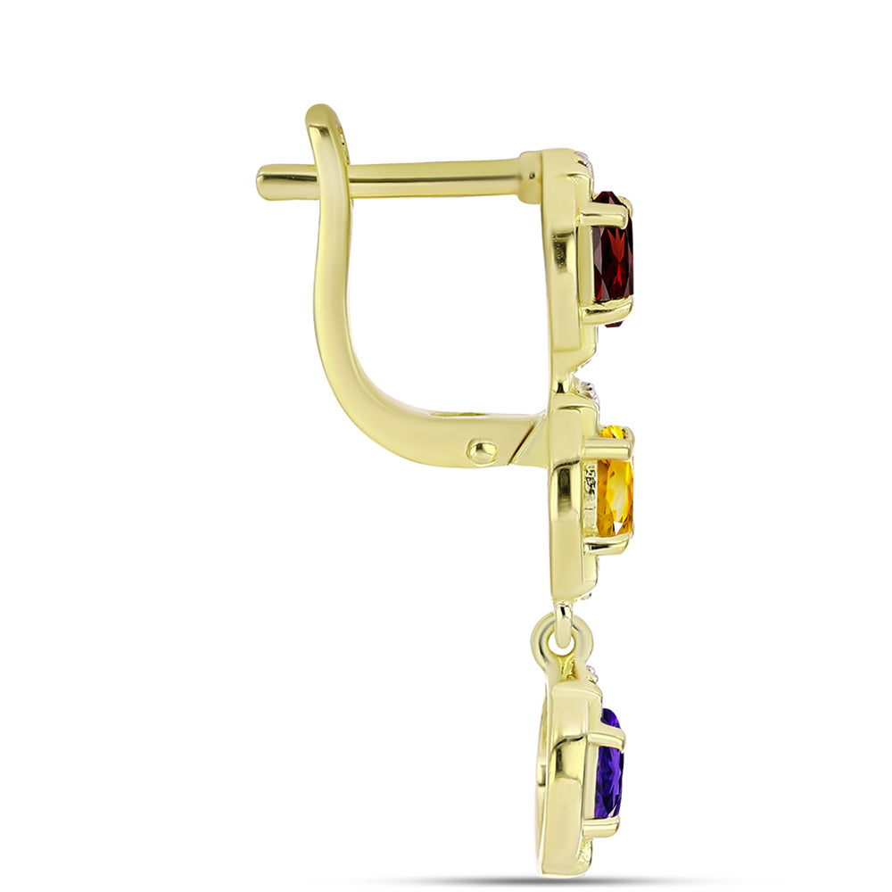 Goldplattierte Silberohrringe mit Barton Granat und marokkanischem Amethyst 2 