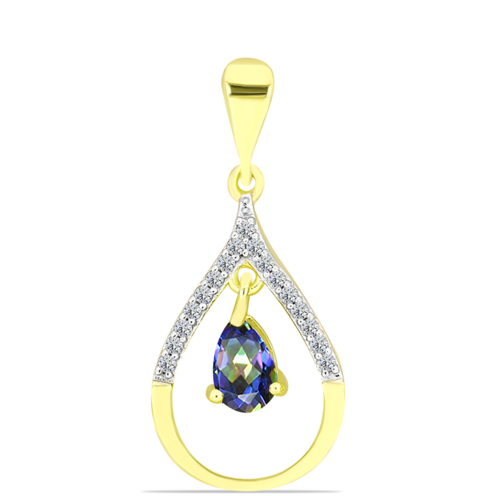 Goldplattierter Silberanhänger mit mystischem Topas und weißem Topas 1 