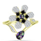 Goldplattierter Silberring mit mystischem Topas und schwarzem Spinell