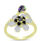 Goldplattierter Silberring mit mystischem Topas und schwarzem Spinell