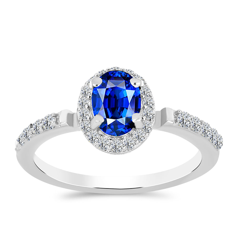 Silberring mit australischem blauem Saphir und weißem Topas 3 