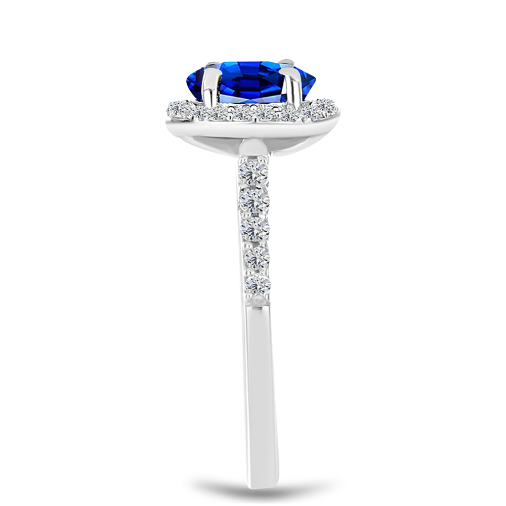 Silberring mit australischem blauem Saphir und weißem Topas 4 