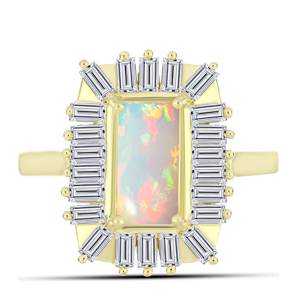 Goldplattierter Silberring mit Welo-Opal und weißem Zirkon