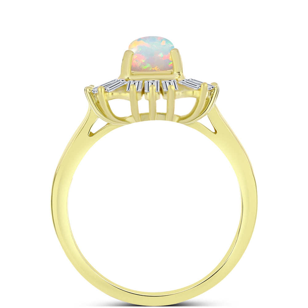 Goldplattierter Silberring mit Welo-Opal und weißem Zirkon