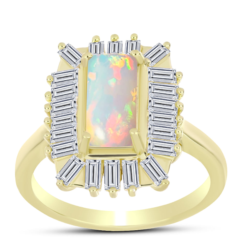 Goldplattierter Silberring mit Welo-Opal und weißem Zirkon 3 