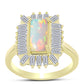 Goldplattierter Silberring mit Welo-Opal und weißem Zirkon