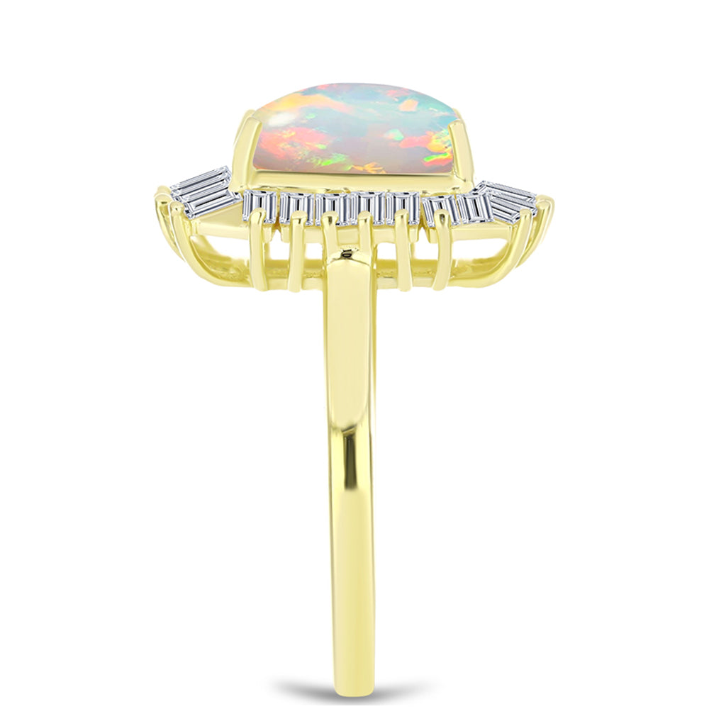 Goldplattierter Silberring mit Welo-Opal und weißem Zirkon