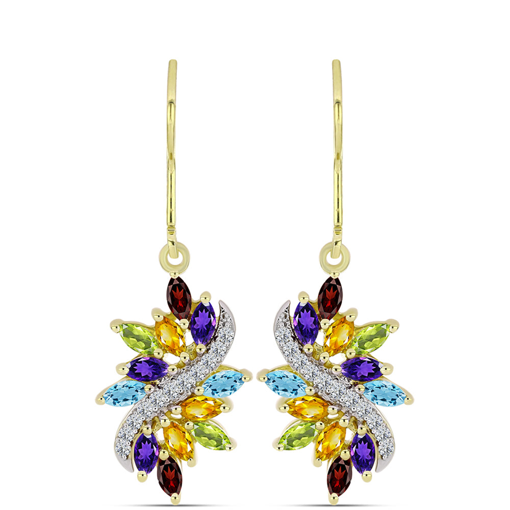 Goldplattierte Silberohrringe mit Barton Granat und marokkanischem Amethyst