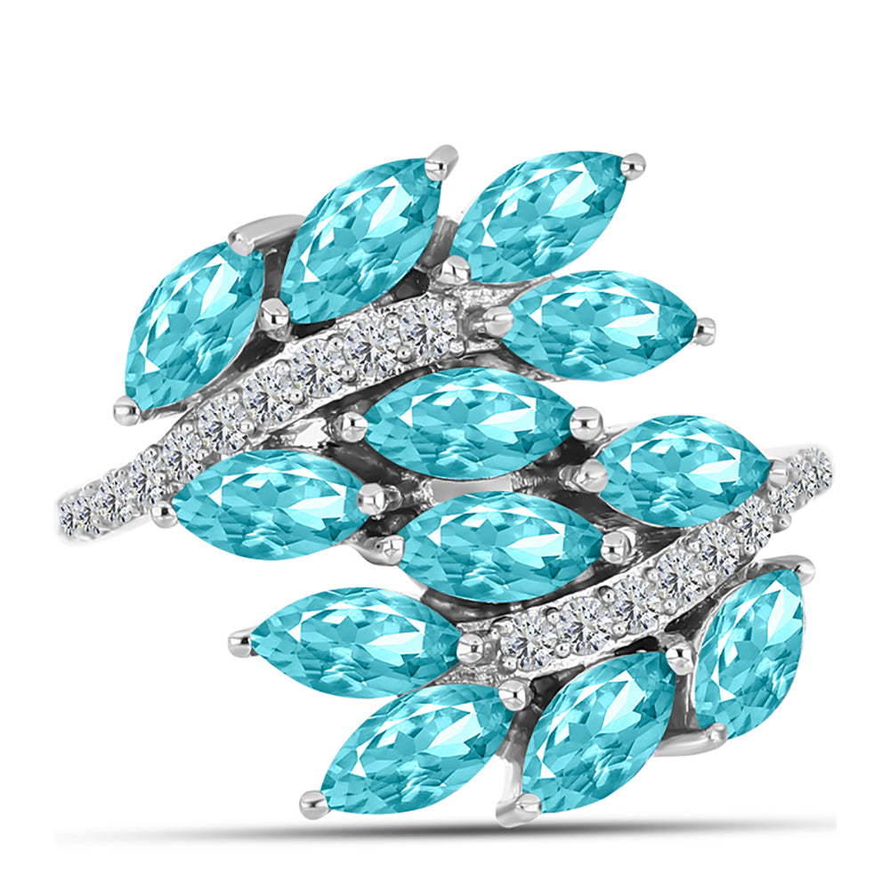 Silberring mit Paraiba Quarz und weißem Topas 1 