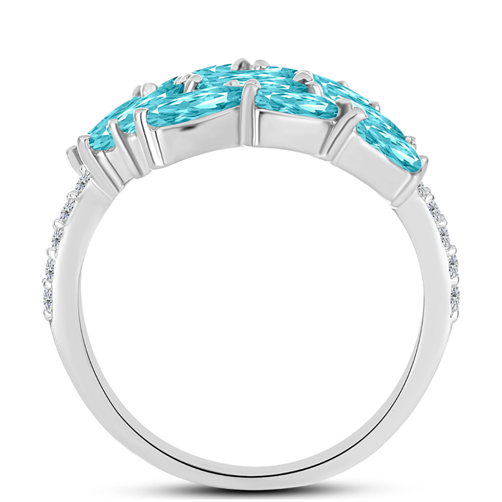 Silberring mit Paraiba Quarz und weißem Topas 2 
