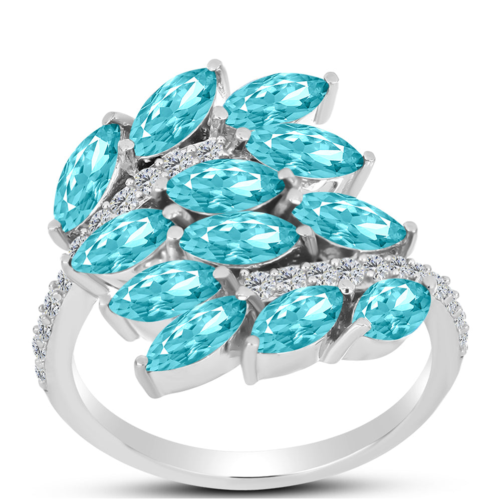 Silberring mit Paraiba Quarz und weißem Topas