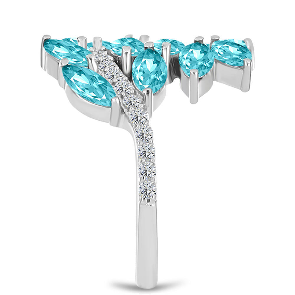 Silberring mit Paraiba Quarz und weißem Topas