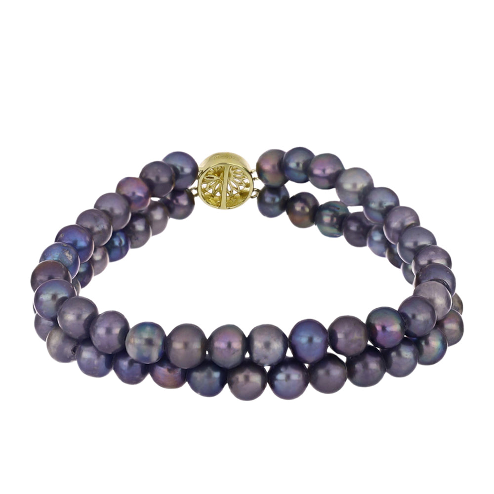 Goldplattiertes Silberarmband mit schwarzer Süßwasserzuchtperle 2 