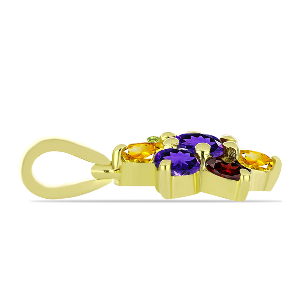 Goldplattierter Silberanhänger mit Barton Granat und marokkanischem Amethyst