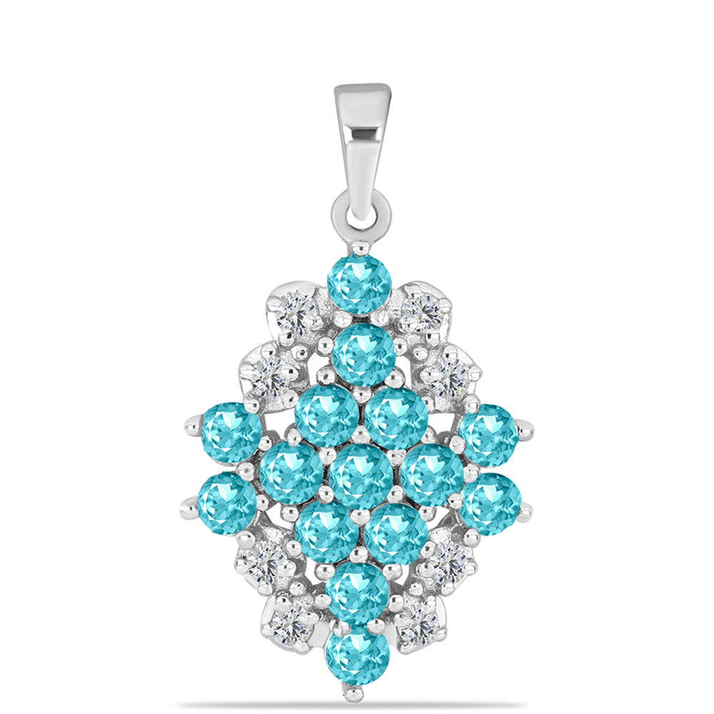 Silberanhänger mit Paraiba Quarz und weißem Topas